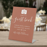 Photo Guest Book Terracotta Signature Script Pedestal Sign<br><div class="desc">This terracotta elegant script minimalist photo guest book sign is perfect for all celebrations. Designed by Thisisnotme©</div>