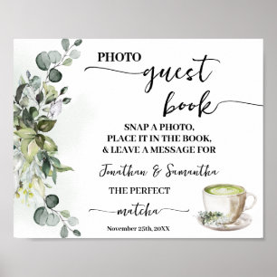 Photo Guest Book Wedding Bridal Greenery Matcha
