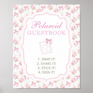 Photo Guestbook Pink Bow Baby Shower Sign