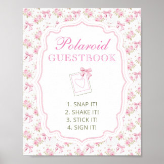 Photo Guestbook Pink Bow Baby Shower Sign