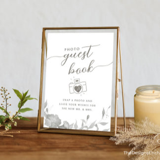 Photo GuestBook Sign Minimalist Boho Floral Poster Invitation