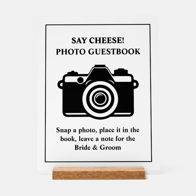 Photo Guestbook Wedding Acrylic Sign (Front)