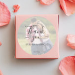 Photo half transparent simple wedding thank you  classic round sticker<br><div class="desc">Half transparency Photo Wedding favour thank you minimalist favour stickers picture with white overlay,  so text can be seen .</div>
