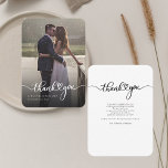 Photo Hand-Lettered Modern Wedding Thank You Card<br><div class="desc">A great and thoughtful way to thank your friends,  family,  and coworkers who graced you their presence on your your wedding day with this modern photo thank you cards with script hand lettered "thank you" and a love heart.</div>