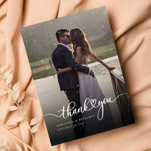Photo Hand-Lettered Wedding Thank You Card