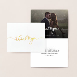 Photo Hand-Lettered Wedding Thank You Gold Foil Card