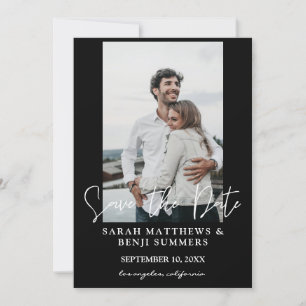 Photo & Hand Typography Save the Date 2 Black Vert Invitation