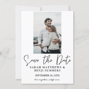 Photo & Hand Typography Save the Date 2 White Vert Invitation