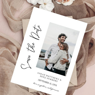 Photo & Hand Typography Save the Date 3 Vertical Invitation