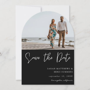 Photo & Hand Typography Save the Date- Black 4 Arc Invitation