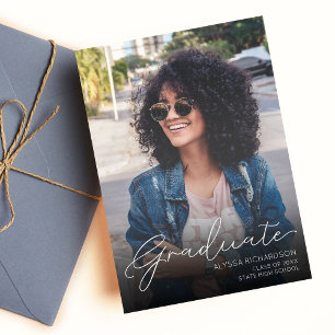 Photo & Handwriting Typography Graduation w/ Ombre Invitation