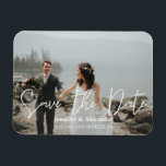 Photo & Handwriting Typography Save the Date H Magnet<br><div class="desc">Send your guests a chic save the date by using your photo and this handwritten save the date message. Landscape.</div>