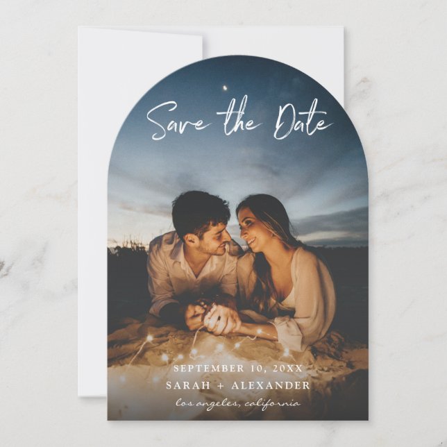 Photo - Handwriting Vertical Save the Date V2 Arc Invitation (Front)