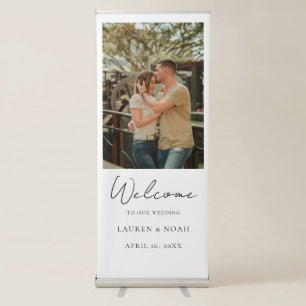 Photo Handwritten Calligraphy Welcome Wedding Retractable Banner