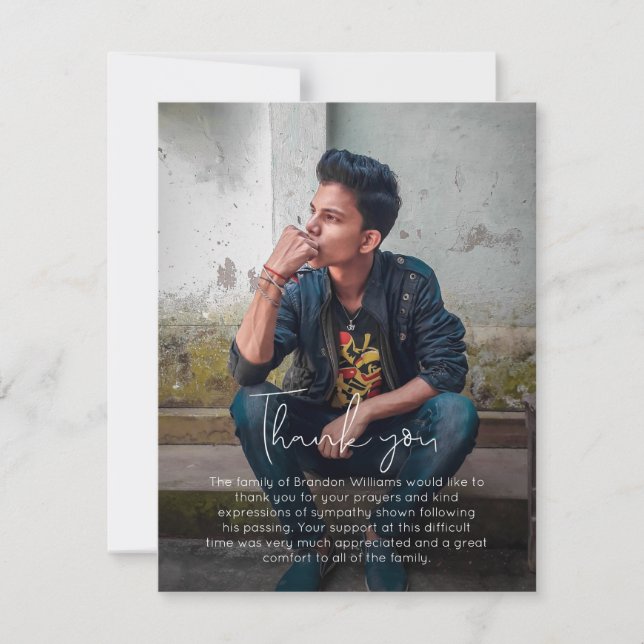 Photo Handwritten Funeral Thank You Card (Front)