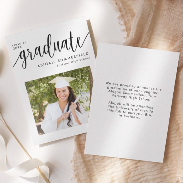 Photo Handwritten Script Graduation Announcement (Creator Uploaded)