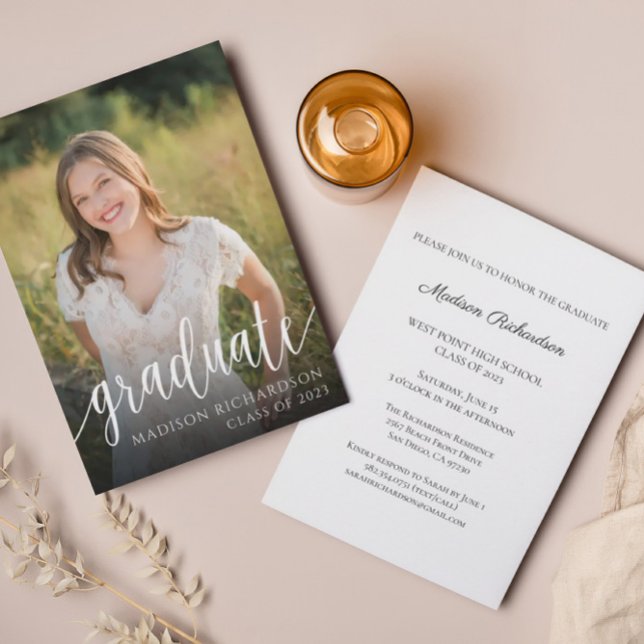 Photo Handwritten Script Graduation Party Invitation (Creator Uploaded)