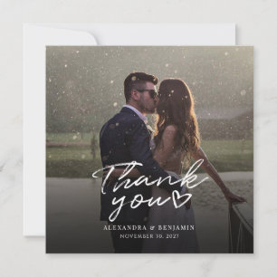 Photo Handwritten Script Wedding Thank You Card