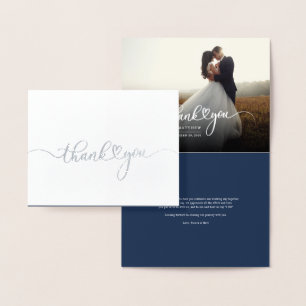 Photo Handwritten Wedding Thank You Foil Card