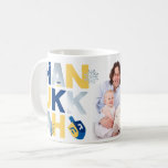 Photo HANUKKAH Menorah Dreidel Coffee Mug<br><div class="desc">Our Photo Hanukkah Greeting MUG with a dreidel, menorah, jelly doughnut, and Jewish stars of David is a beautiful, fun way to wish family and friends a Happy Hanukkah in style. . Personalise with your custom greeting on the reverse to make it truly one of a kind. Enquiries: message us...</div>