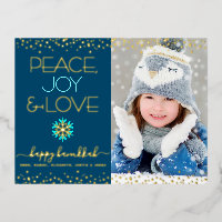 Photo Hanukkah Peace Joy Love Snowflake Real Gold