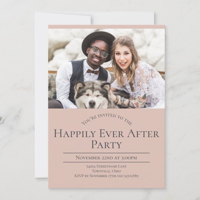 Photo Happily Ever After Wedding Reception Party Invitation (Front)