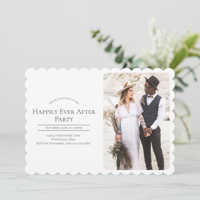 Photo Happily Ever After Wedding Reception Party Invitation (Standing Front)