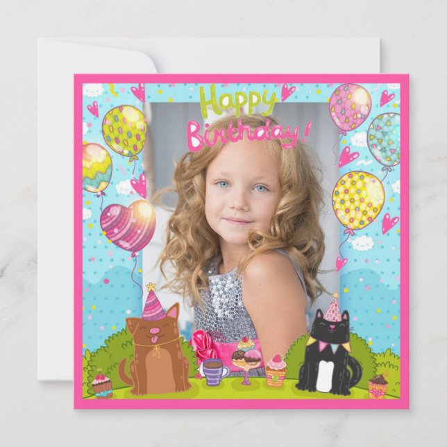 Photo Happy Birthday for Young Girl Square Card (Front)