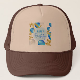 Photo Happy Birthday Tan and Brown Trucker Hats