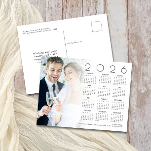 Photo Happy New Year 2026 Calendar Newlyweds Holiday Postcard