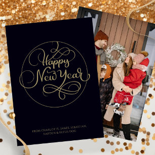 Photo Happy New Year Elegance Personalised Holiday Card