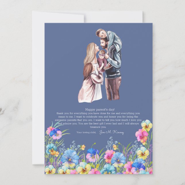 Photo Happy Parents Day Template Flat Holiday Card (Front)