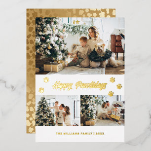 Photo Happy Pawlidays Gold Foil Holiday Card