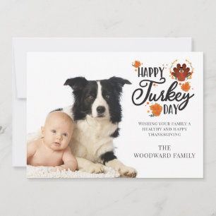 Photo Happy Turkey Day Thanksgiving Greeting Holiday Card