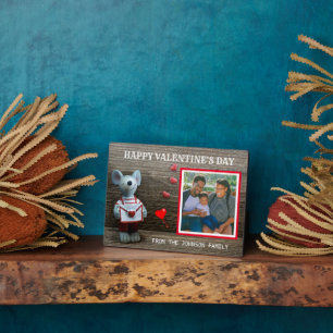 Photo Happy Valentine's Day Red Heart Rustic Wood Plaque