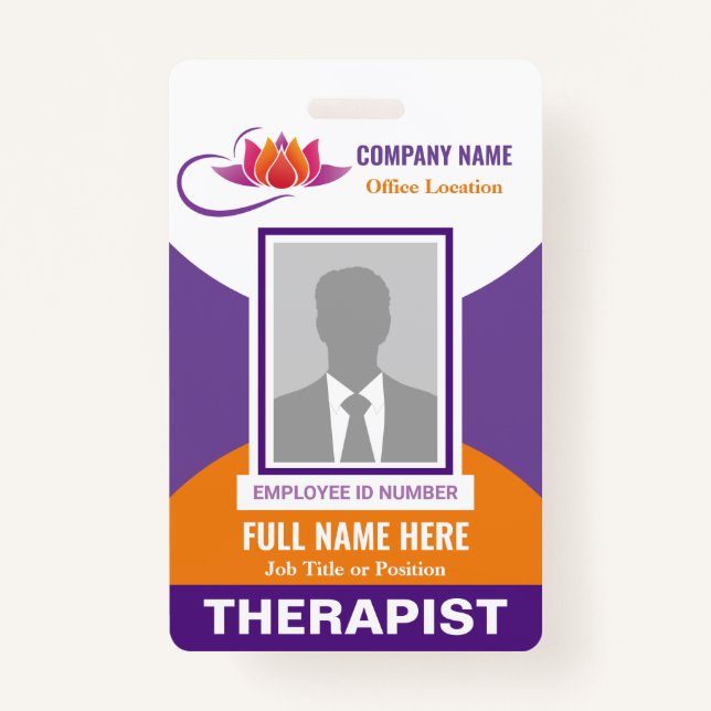 Photo Health Emotional Support Any Colour Template ID Badge (Front)