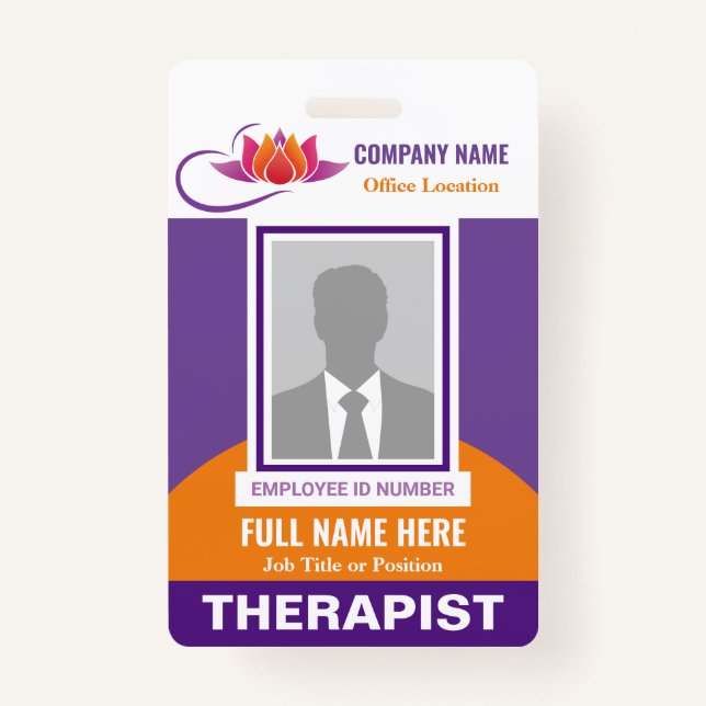 Photo Health Emotional Support Any Colour Template ID Badge (Front)