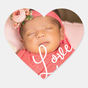 Photo Heart and Love Calligraphy Heart Sticker