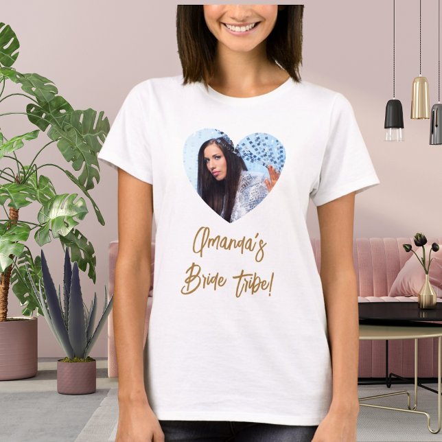 Photo heart bride tribe bachelorette T-Shirt (Creator Uploaded)