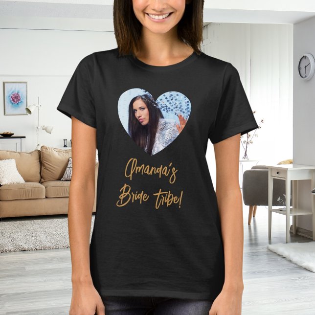 Photo heart bride tribe bachelorette T-Shirt (Creator Uploaded)