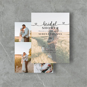 Photo Heart Calligraphy Bridal Shower Postcard