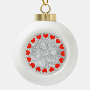 Photo heart Christmas balls   Add your own picture Ceramic Ball Christmas Ornament