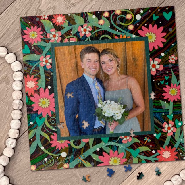 Photo Heart Flowers Pink Pretty Inspirivity Jigsaw Puzzle (Creator Uploaded)