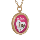 Photo Heart Frame Personalised Pink/White Gold Plated Necklace (Front Left)
