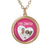 Photo Heart Frame Personalised Pink/White Gold Plated Necklace (Front)