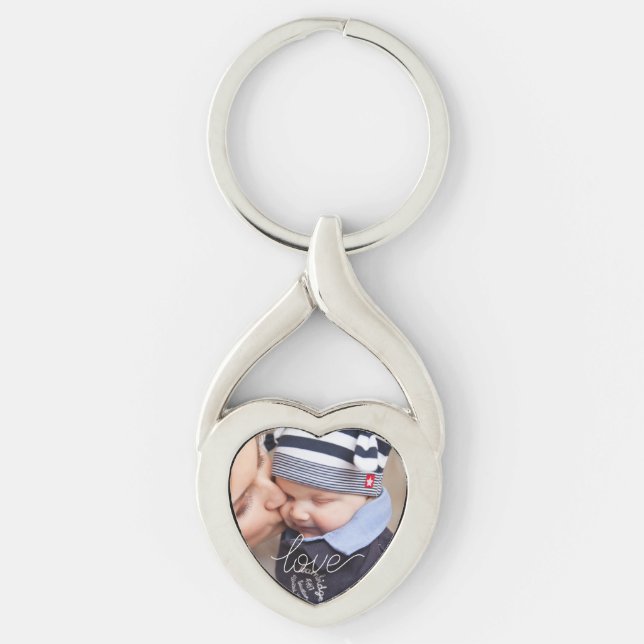 Photo Heart Love Keepsake Family  Key Ring (Front)