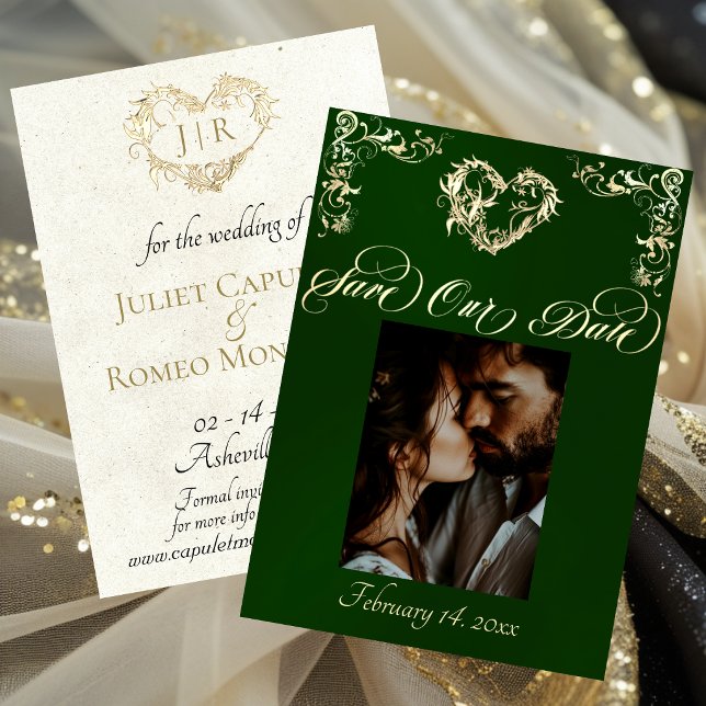 Photo & Heart Monogram - Emerald Save The Date (Creator Uploaded)
