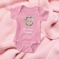 Photo heart name birthday girl pink