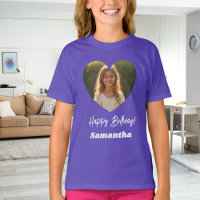 Photo heart name birthday girl purple
