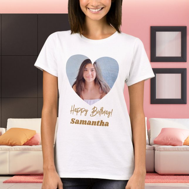 Photo heart name birthday T-Shirt (Creator Uploaded)